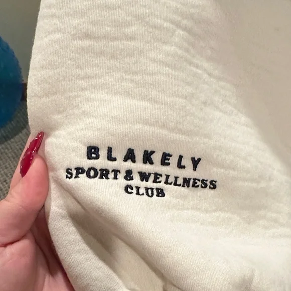 Blakely Cream Colorblock Crewneck Sweater with Navy & Slate Accents - Picture 2 of 4